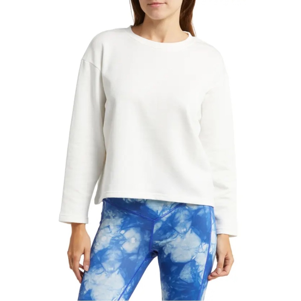 NWT PSK Collective Crewneck Terry Cloth Long Sleeve Sweatshirt Top White Size XL